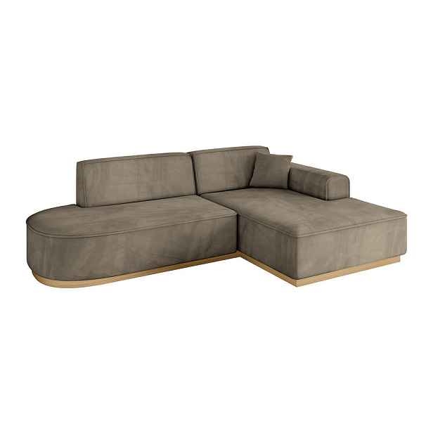 ALTDECOR ROHOVÁ SEDAČKA s otomanem, pravá IREA-L1-v2 232x165x80 Hnědá Velur