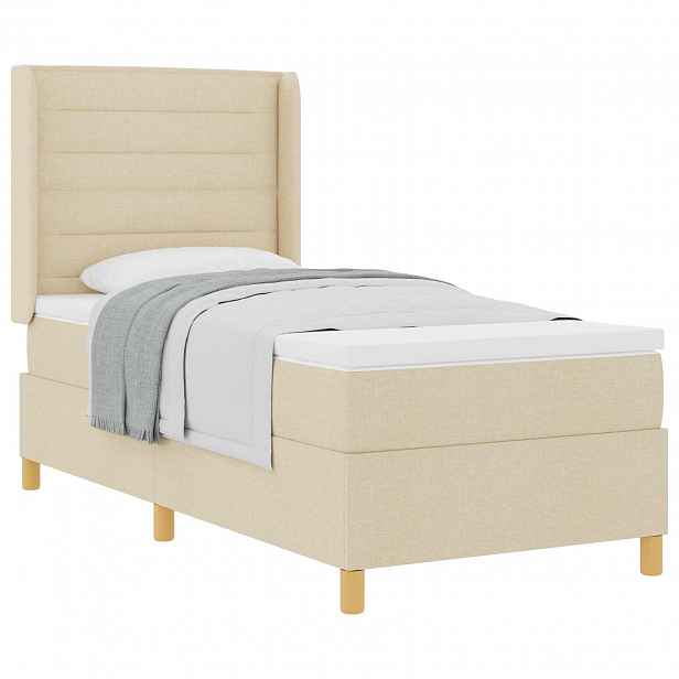 vidaXL Postel s boxspringem s matrací Krémová 100 x 200 cm textil