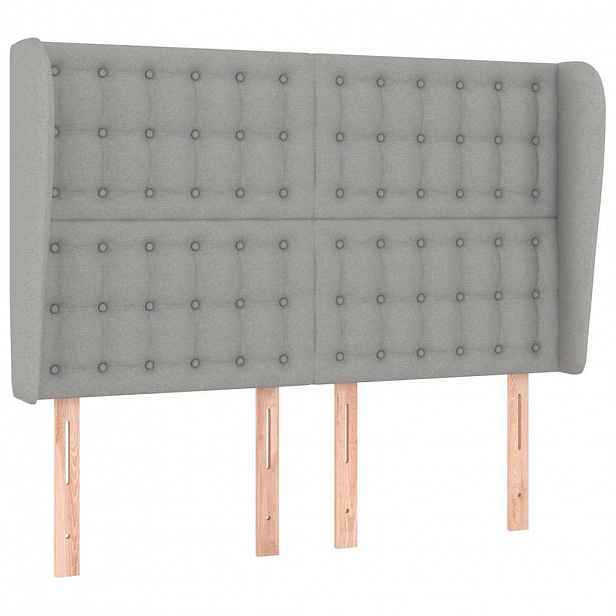 vidaXL Čelo postele typu ušák světle šedé 147x23x118/128 cm textil