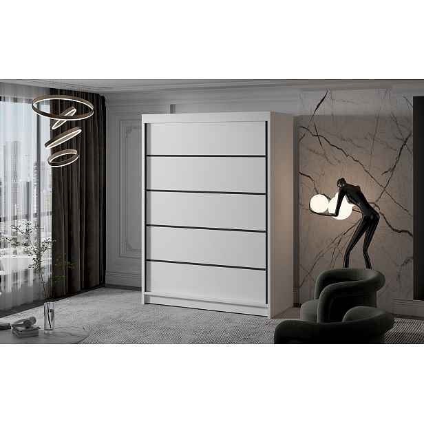 Dvoudveřová šatní skříň NICA - šířka 150 cm, bílá