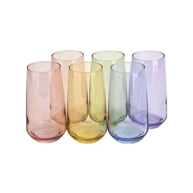 Sada 6 sklenic 430 ml Joyful mix barev