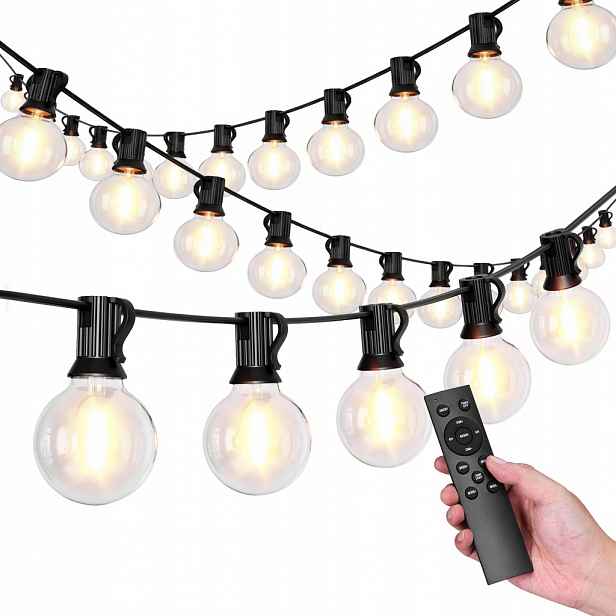 Světelný zahradní řetěz girlanda 25 x Led 15m 9 režimů zahradní osvětlení 9W