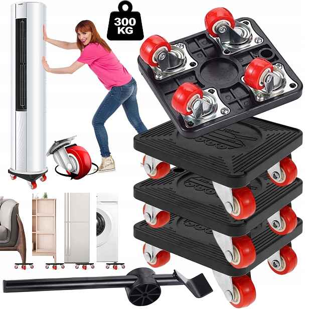 Kolečka Pro Přepravu Posouvání Nábytku Kompletní Sada S Zvedákem 300 Kg