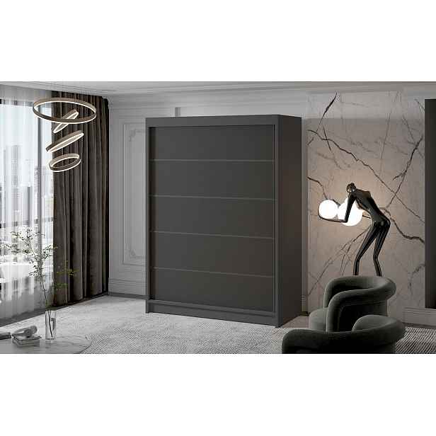 Dvoudveřová šatní skříň NICA - šířka 150 cm, černá