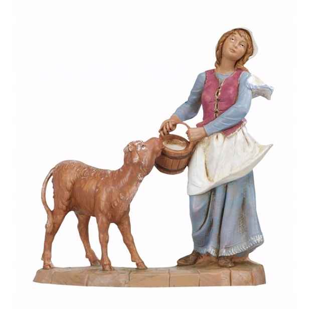 Hospodyně S Cielakem – Italská figurka firmy Fontanini – pro figurky o výšce 19 Cm
