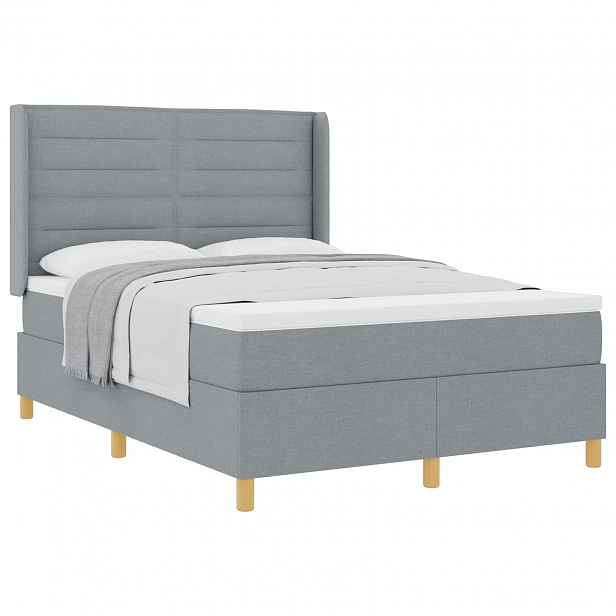 vidaXL Postel s boxspringem s matrací Světle šedá 140 x 190 cm textil