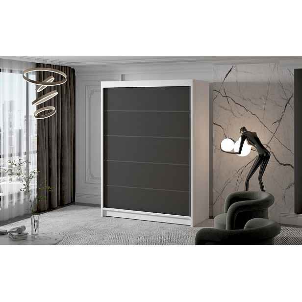 Dvoudveřová šatní skříň NICA - šířka 150 cm, bílá / černá