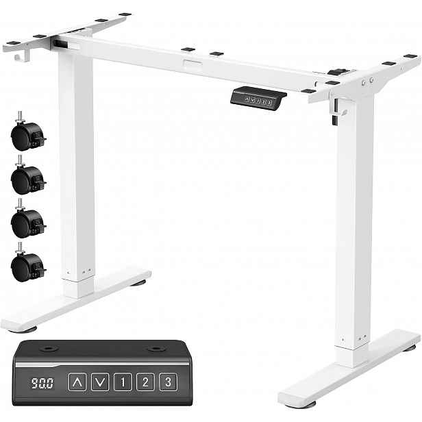 Elektrický Rám Stolu Nastavitelný, Stojanový, 90-140 CM, Bílá Barva