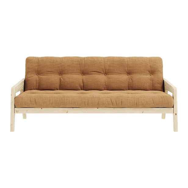 Manšestrová rozkládací pohovka v hořčicovo-hnědé barvě 204 cm Grab Clear – Karup Design