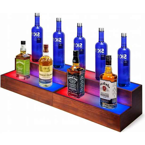 Podsvícený Led stojan, polička na láhve s alkoholem, barmanský nápoj, 2 ks