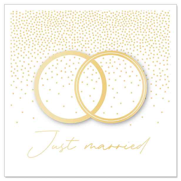 Svatební přání 8x8 cm Artebene Just Married with Rings