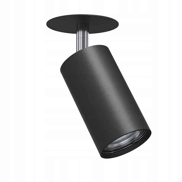 Zapuštěná bodová lampa pohyblivá černá chrom, kulatý reflektor Brosline