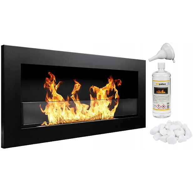 Biokrb černý S Sklem 90x40 cm Slim Regulace Krbu Gmt 1L Biopaliva