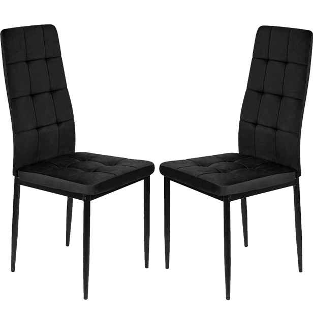 2 x Černé Křeslo Velur Velvet Čalouněné Obývací Pokoj Jídelna Tango
