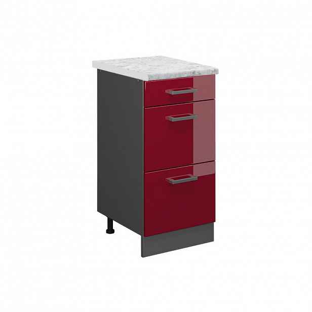 Vicco SPODNÍ SKŘÍŇKA KUCHYŇSKÉ LINKY R-Line Červená vysoký lesk 40 cm PD Mramor