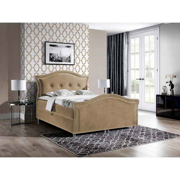 Kontinentální manželská postel 160x200 VARIEL 2 - hnědá 1 + topper ZDARMA