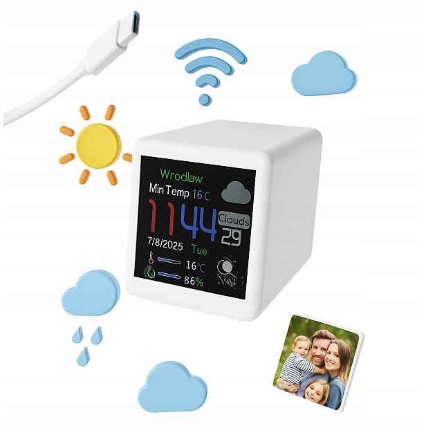 Nejmenší Meteostanice Wifi Hodinky Mikro Foto Rámeček Pro Fotografie Usb Stůl