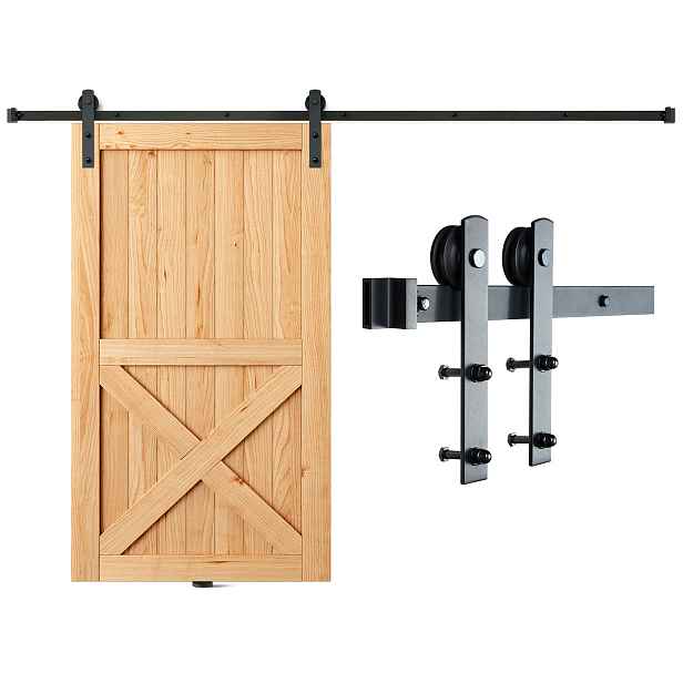 TEMU VEVOR 8FT Sledová Sada Pro Stodolní Dveře, 330LBS Zatížení Těžké Sledové Sady Pro Jedno Dveře, Vhodné Pro Šířku 3.7-4.3FT A Tloušťku 1.3"-1.8"