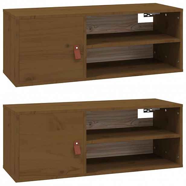 vidaXL Nástěnné skříňky 2 ks medově hnědé 80x30x30 cm masivní borovice
