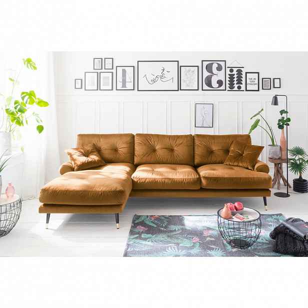 MID.YOU ROHOVÁ SEDAČKA, textil, hořčicově žlutá