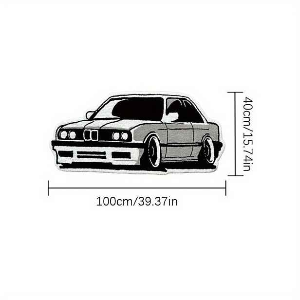 TEMU Imitace Kašmíru 1000g+10mm Trendy Retro Autíčko, Kreativní Plyšová Měkká Podložka k Posteli do Obýváku, Luxusní Pratelný Protiskluzový Dekorační
