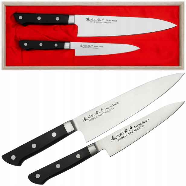 Satake Satoru Japonská sada 2 univerzálních nožů 13 cm a šéfkuchaře 21 cm