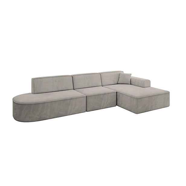 ALTDECOR ROHOVÁ SEDAČKA s otomanem, pravá IREA-L2-v3 327x165x77 Světle hnědá Velur