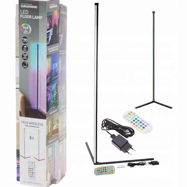 Rohová Led podlahová lampa Grundig Music Sensor Color Rgb 140 cm dálkový ovladač