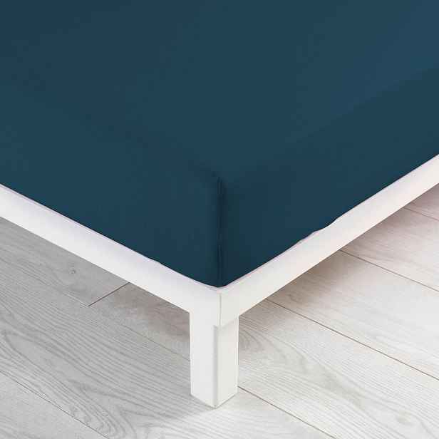 Tmavě modré napínací prostěradlo jersey 90x190 cm Jersy – douceur d'intérieur