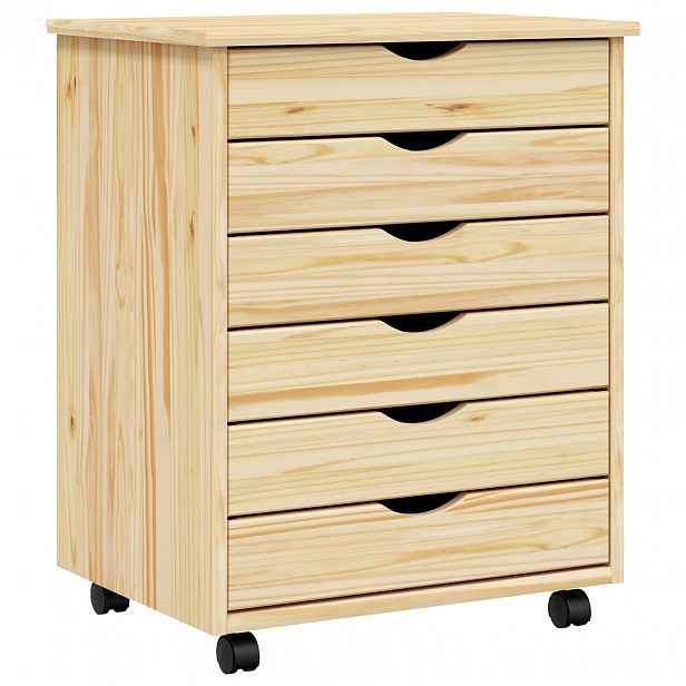vidaXL Vozík se zásuvkami MOSS 53 x 39 x 65,5 cm Masivní borové dřevo