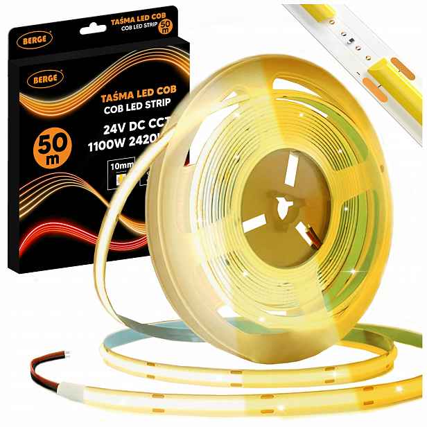Led pásek Cob Neon 24V 50 m Velká role Cct 608D Teplá Neutrální Studená 22W/m