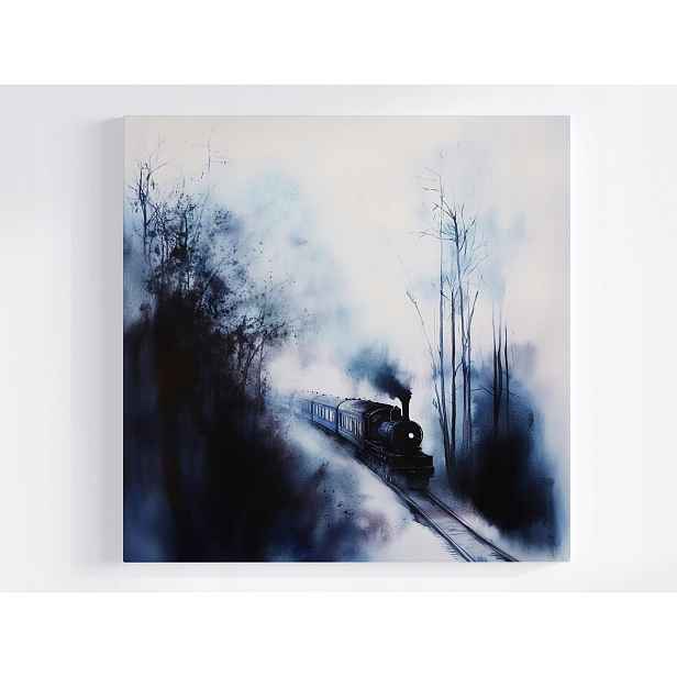 Obraz Na Plátně Canvas Cestování Železnice Parní Vlak Dráha Les Mlha 50x50