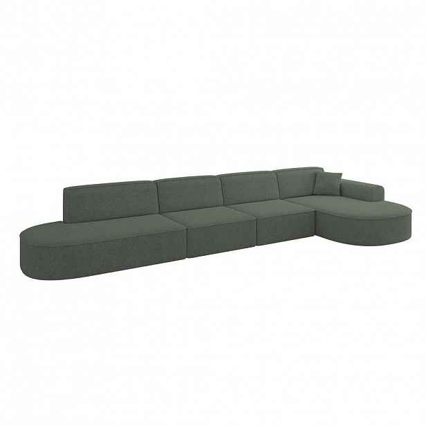 ALTDECOR ROHOVÁ SEDACÍ SOUPRAVA s otomanem vpravo MARI-L3 – 413 × 171 × 79 cm, zelená látka