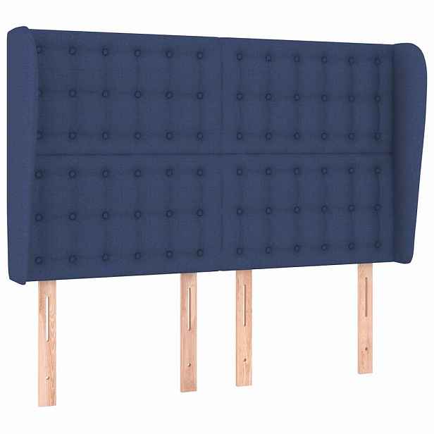 vidaXL Čelo postele typu ušák modré 147x23x118/128 cm textil