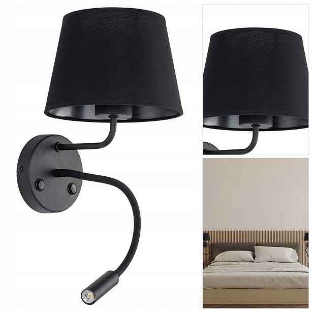 Černé nástěnné svítidlo Maja má moderní design nad psací stůl v pracovně Tk Lighting