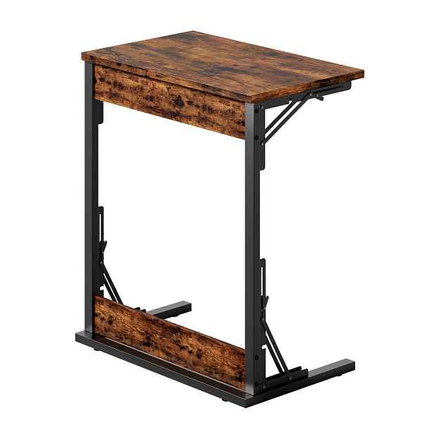 EVRYAE KONFERENČNÍ STOLEK Odkládací stolek sklápěcí s kovovou konstrukcí a nastavitelnými nohami rustikální Hnědá 60 x 37 x 71 cm