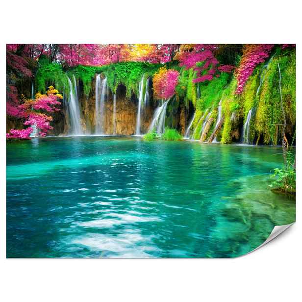 Muralo FOTOTAPETA do Kuchyně Exotický Vodopád Stromy Rostliny Tropický Motiv 450x315