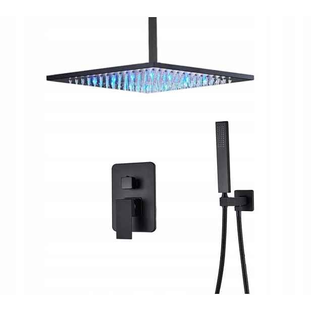 Podomítkový Set Černá Matná Dešťová Sprcha Led Box 40 CM