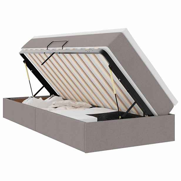 vidaXL Postel s úložným prostorem a matrací Taupe 90 x 200 cm