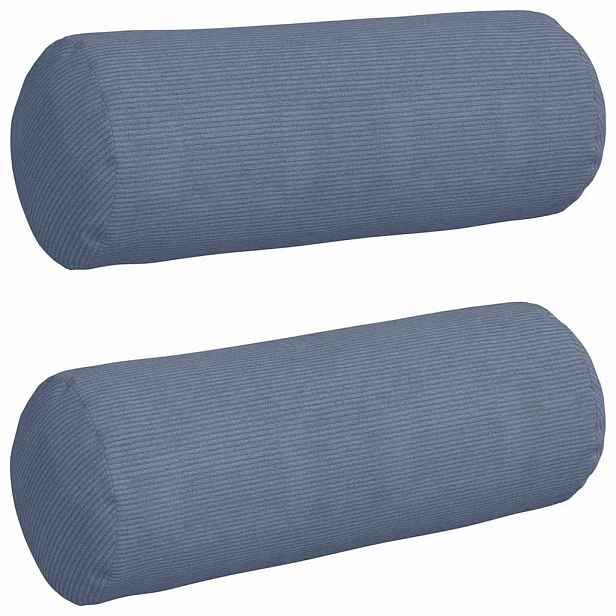 vidaXL Polštáře 2 pcs Modrá Ø 25 x 70 cm Žebrovaná látka