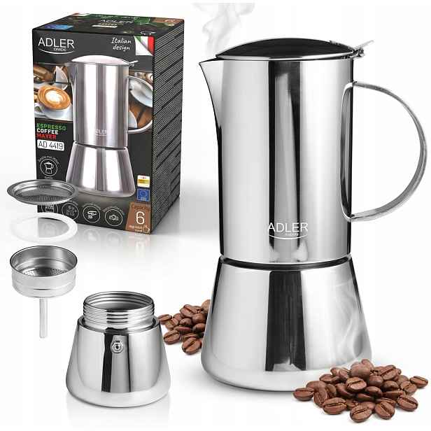 Kávovar Na Kávu Espresso 6 Šálků 350 ml Nerezová Ocel