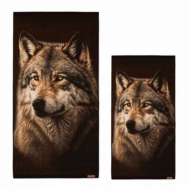 Sada loveckých ozdobných ručníků Zwoltex 50x100 cm 70x140 cm Vlk
