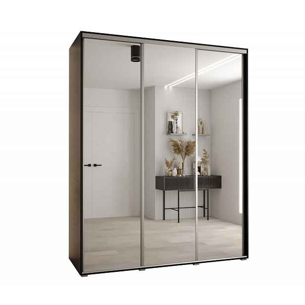 Šatní skříň ASIRI 2 - 200/60 cm, černá / stříbrná