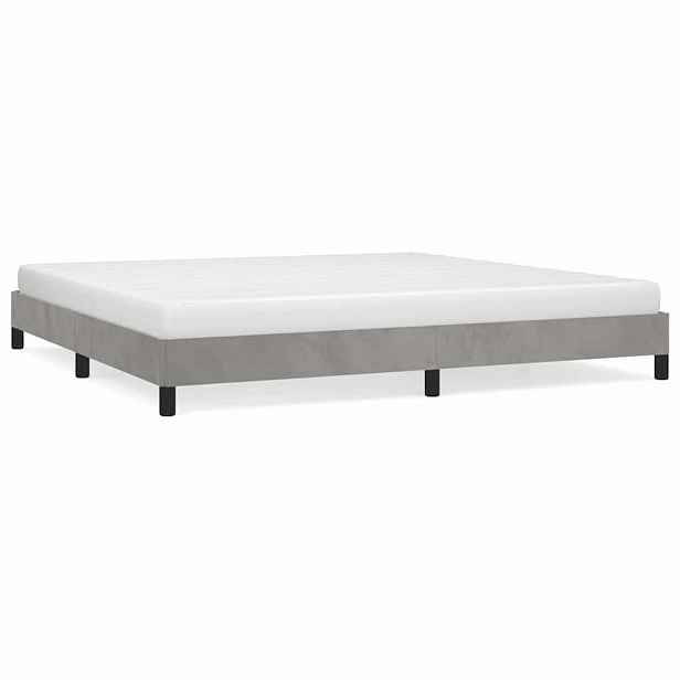 vidaXL Rám postele bez matrace světle šedý 200 x 200 cm samet