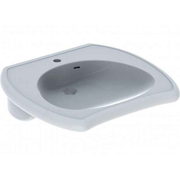 Geberit Vitalis - Umyvadlo bezbariérové, 55x55x15 cm, s přepadem, otvor pro baterii, bílá 501.542.01.1