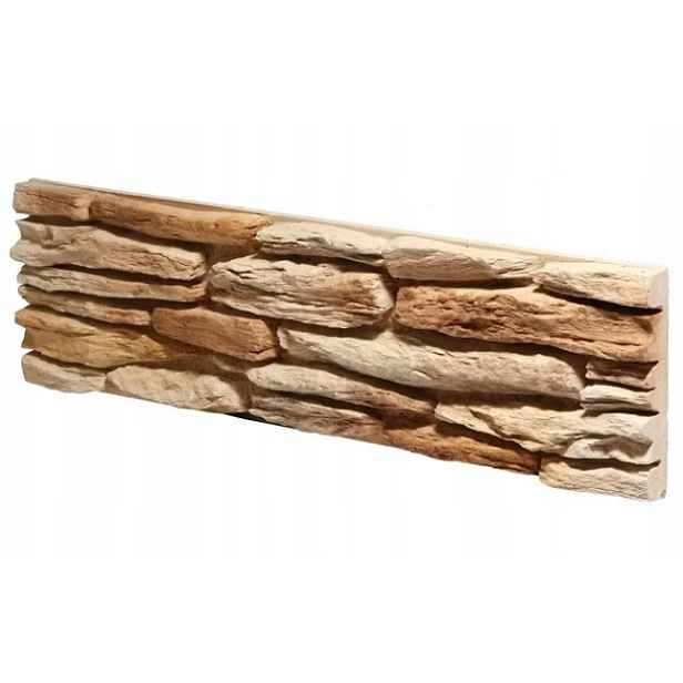 Nástěnný fasádní kámen 56×15 cm 0,5 m2, betonové dlaždice, béžové, mrazuvzdorné
