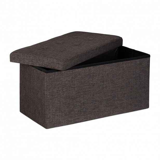 Relaxdays LAVICE Hnědá s úložným prostorem skládací len 76 cm