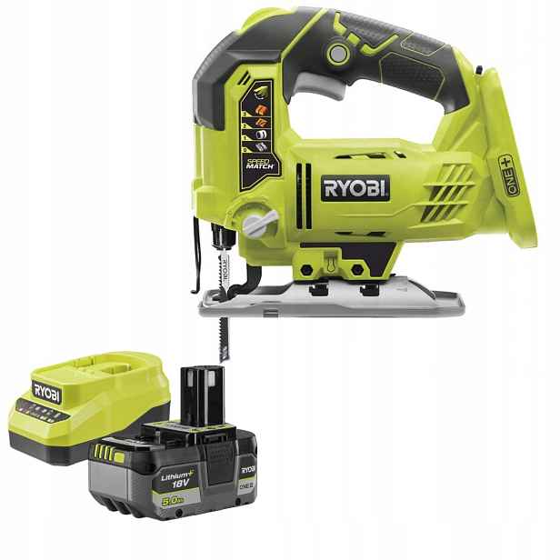 Ryobi Akumulátorová Pila Ryobi R18JS-0 Nabíječka Akumulátor 5 Ah