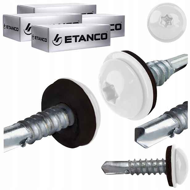 Šrouby do kovu Torx 5 mm 5,5x25 mm Ral 9010 1000 ks Etanco GT5 Ph Z14