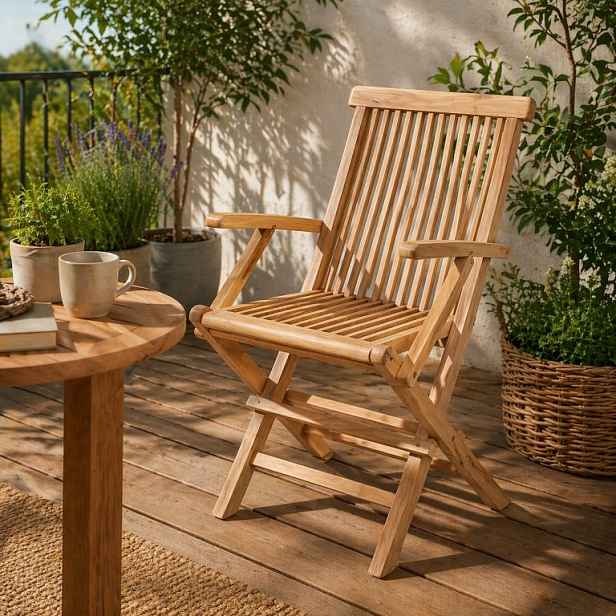 Zahradní skládací židle teak s područkami